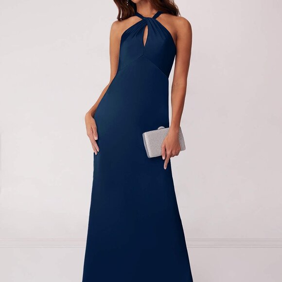 NEW Azazie Halter Gown in Navy, Size 10 - Picture 1 of 5